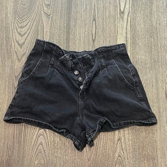 American Eagle Outfitters Pants - American Eagle Jean Shorts High Rise Button Fly Denim Cotton Blend Black Size 6